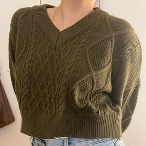 Olive Cable Knit Sweater